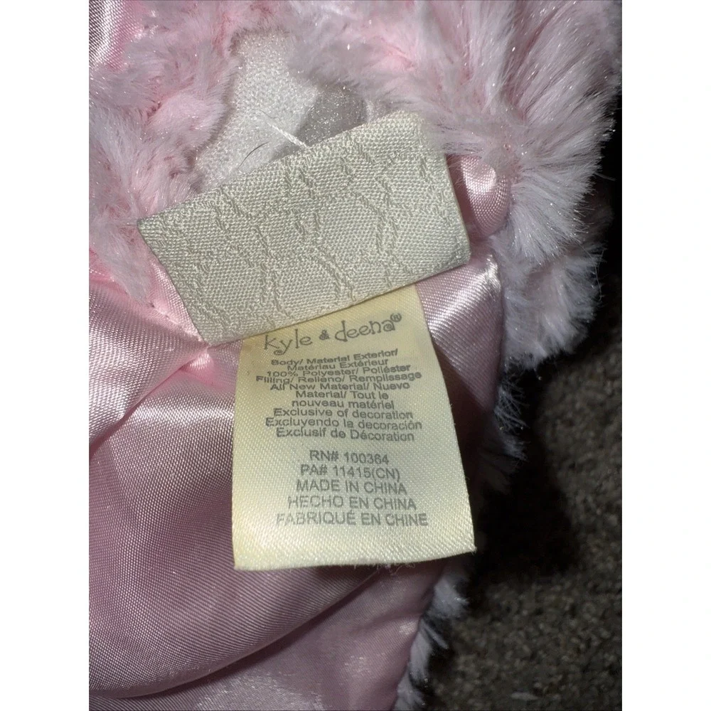 Kyle and Deena Pink Bear Satin Lined Swirl Roses Baby Lovey Security Blanket Toy